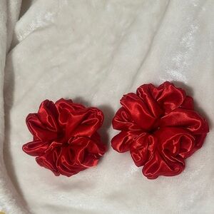 Elegant Red Satin Scrunchies